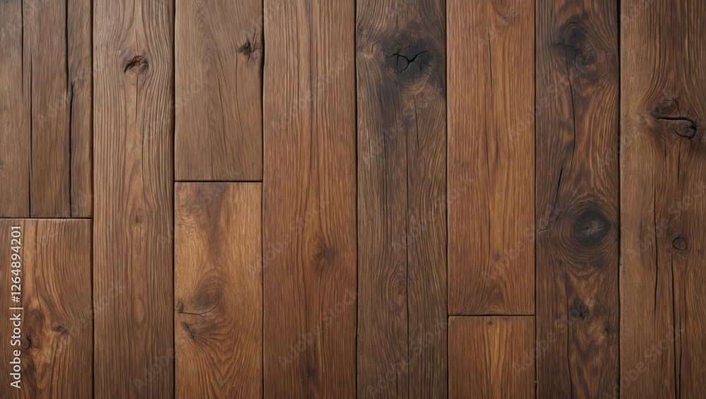Poster Wooden floor texture with varying shades of brown and natural patterns ideal for background or overlay use. Copy Space