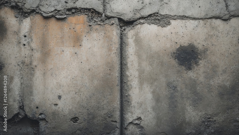 Aufkleber Concrete wall texture with cracks and stains for background use with neutral tones Copy Space