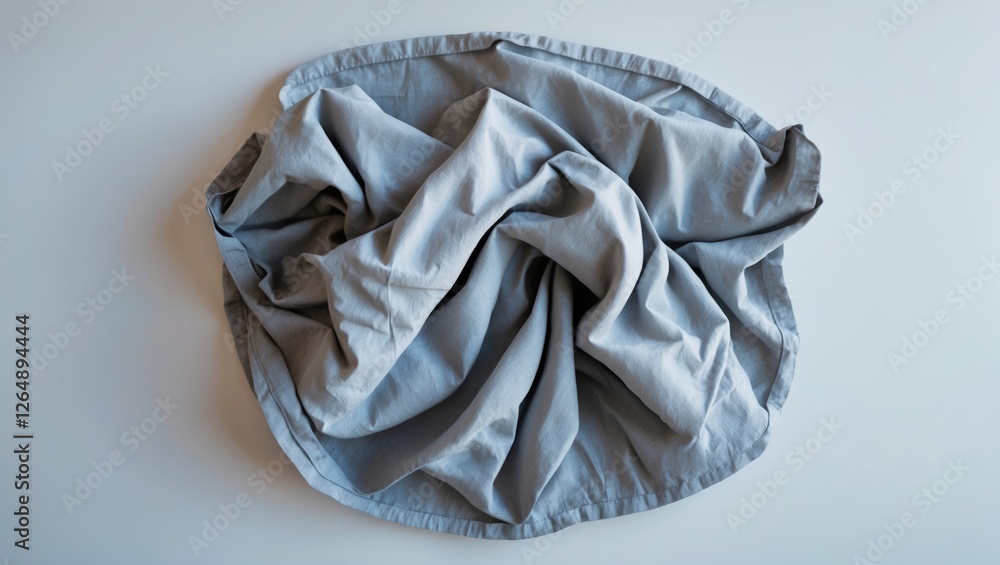 Leinwandbilder crumpled gray fabric on a light background with soft shadows and copy space for text placement