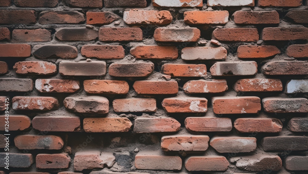 Poster textured red brick wall with various shades and irregularities suitable for background or constructi