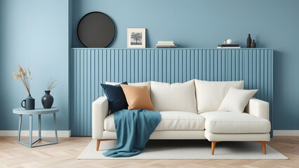 This modern living room boasts a stylish sofa and contemporary interior design