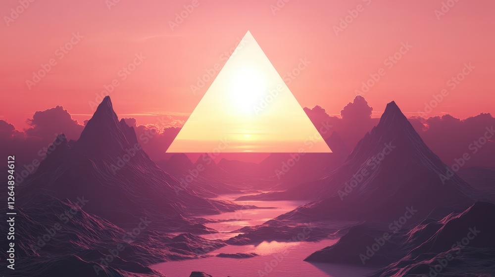 Poster a minimalist design with angular lines and sharp-edged shapes, such as triangles and rectangles, con