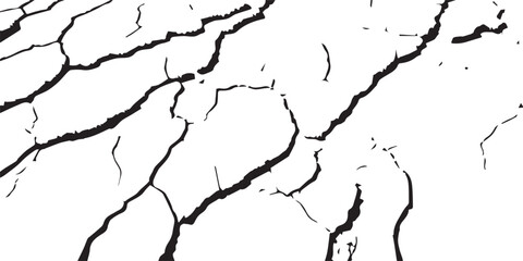Realistic Vector Textures of Earthquake-Damaged Land and Wall Surfaces with Cracks and Breaks in Black, White, and Grey, Ideal for Creating Earthquake-Related Design Effects.
