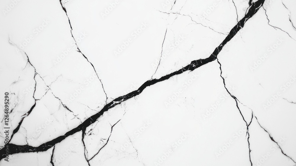 Aufkleber Abstract Black and White Marble Pattern with Intricate Veins and Cracks for Elegant Background Designs