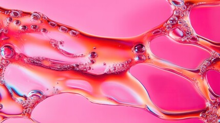 Abstract design of pink bubbles and liquid textures.