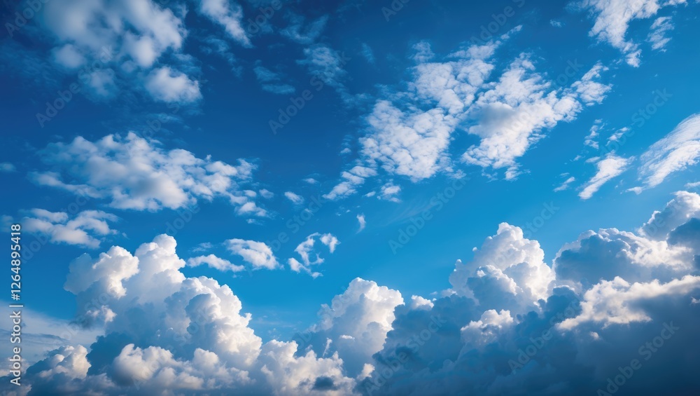 Poster cloud formations in a blue sky with soft white cumulus clouds scattered throughout the scene copy sp