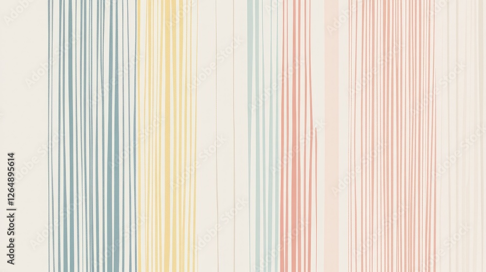 Poster a minimalist pattern with thin horizontal and vertical stripes in soft pastel tones, providing a cal