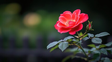 Obraz premium Vibrant Red Rose Blossom In Garden