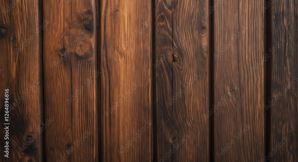 Poster dark stained wooden paneling with visible grain and texture suitable for backgrounds or design proje