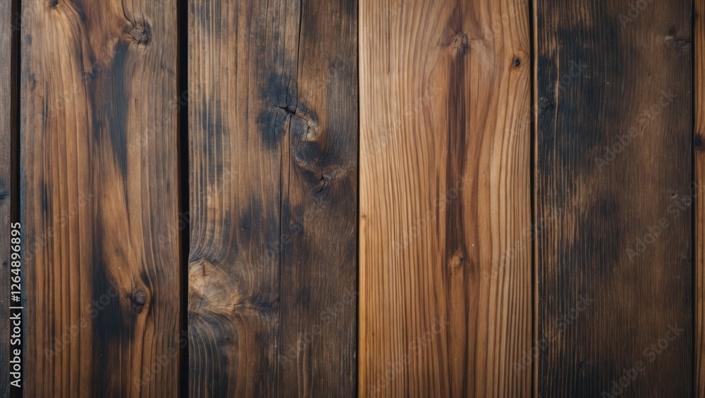 Poster Wooden Planks Texture Background with Variation in Color and Grain Pattern Suitable for Design Copy Space