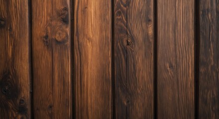 Obraz premium Dark stained wooden paneling with visible grain and texture suitable for backgrounds or design projects Copy Space