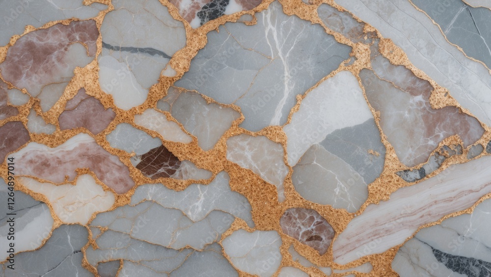 Poster abstract marble texture with gray and pink stones interspersed with golden veins suitable for backgr