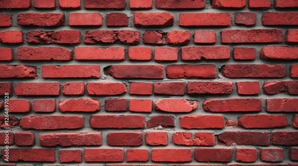 Poster textured red brick wall background with various shades of bricks and mortar visible, ideal for const