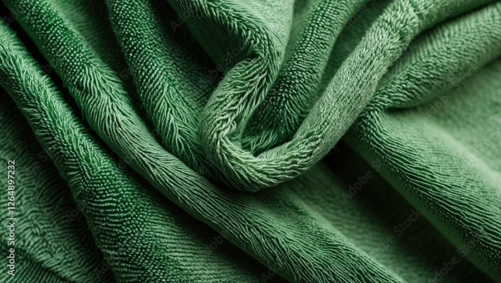 Aufkleber Green textured fabric close-up with folds and creases suitable for background use Copy Space