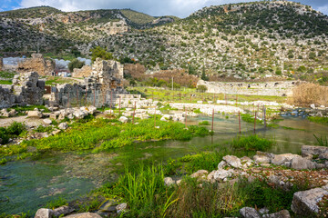 The remains of the ancient city of Limyra, are situated on the Kumluca-Finike road 11 km after Kumluca, in Zengerler village, and on the mountain hillsides to the Finike plain, Antalya 