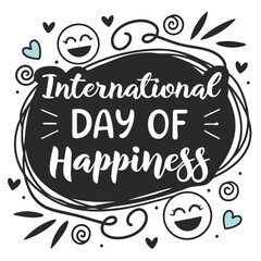 INTERNATIONAL DAY OF HAPPINESS silhouette vector illustration