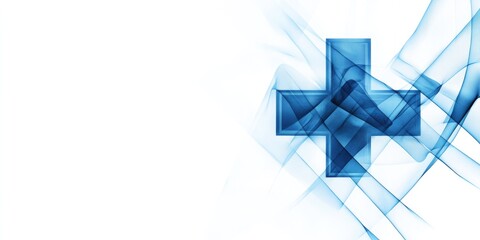 Abstract medical themed design with blue cross symbol for healthcare posters and graphics