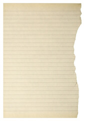 notebook sheet, torn page from a notebook, writing paper texture and background
