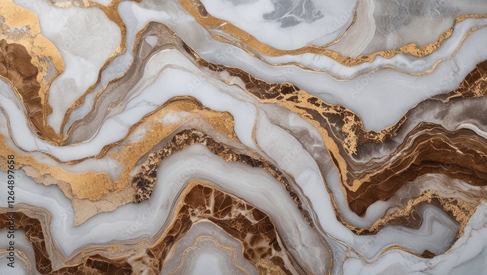 Poster abstract marble texture background with golden and brown veins on white surface suitable for design 
