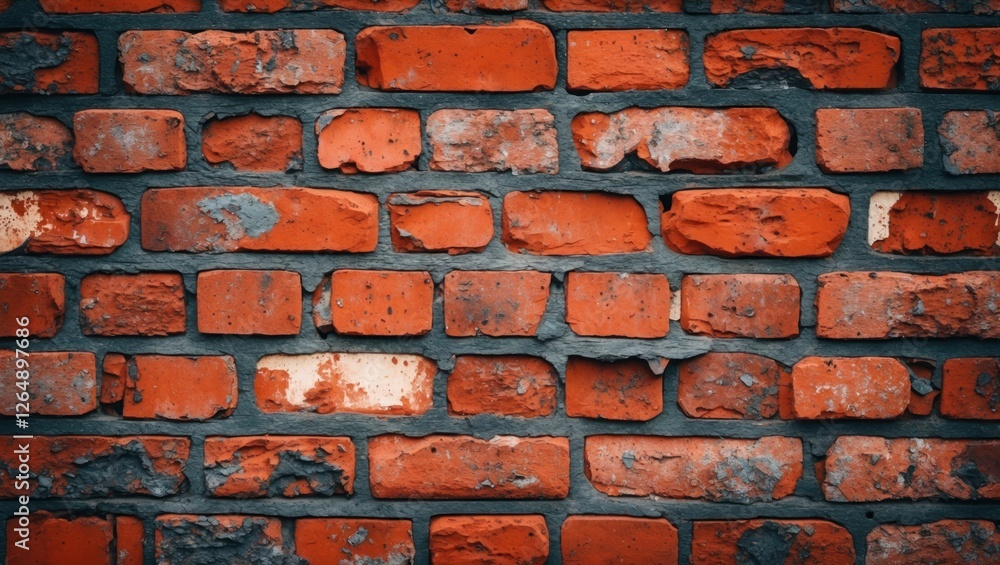 Poster textured red brick wall background with uneven surfaces and varying colors showing age and wear copy