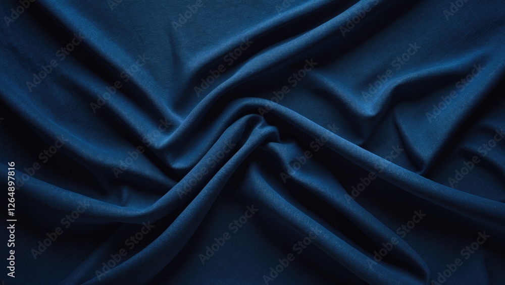 Aufkleber Dark blue fabric with smooth texture and soft folds suitable for background and textile design Copy Space