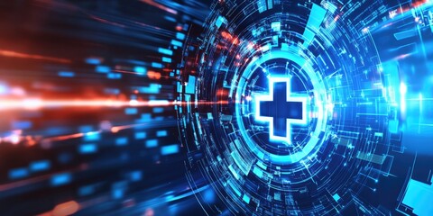 Obraz premium Futuristic medical technology concept with glowing abstract background design