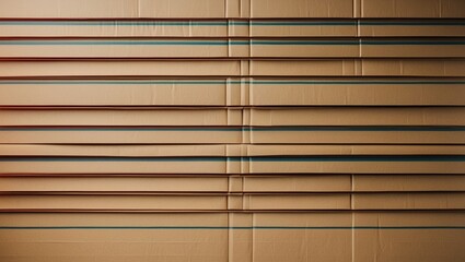Textured surface of stacked cardboard boxes with colored lines for contrast and depth, suitable for backgrounds and product displays Copy Space