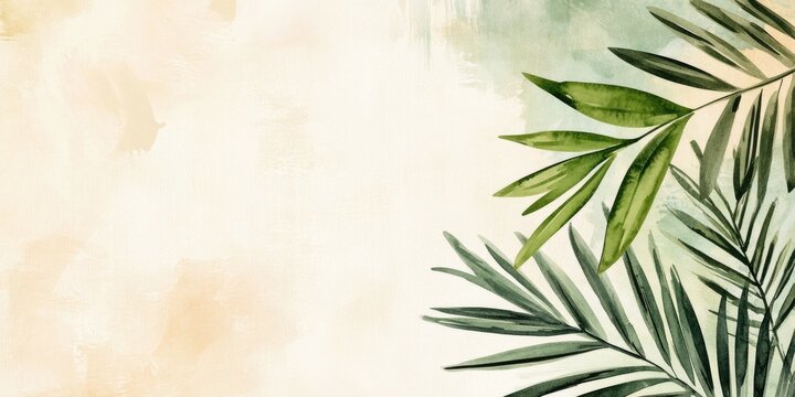 Abstract design with palm sunday symbolism featuring textured green foliage on soft background for spiritual and seasonal use
