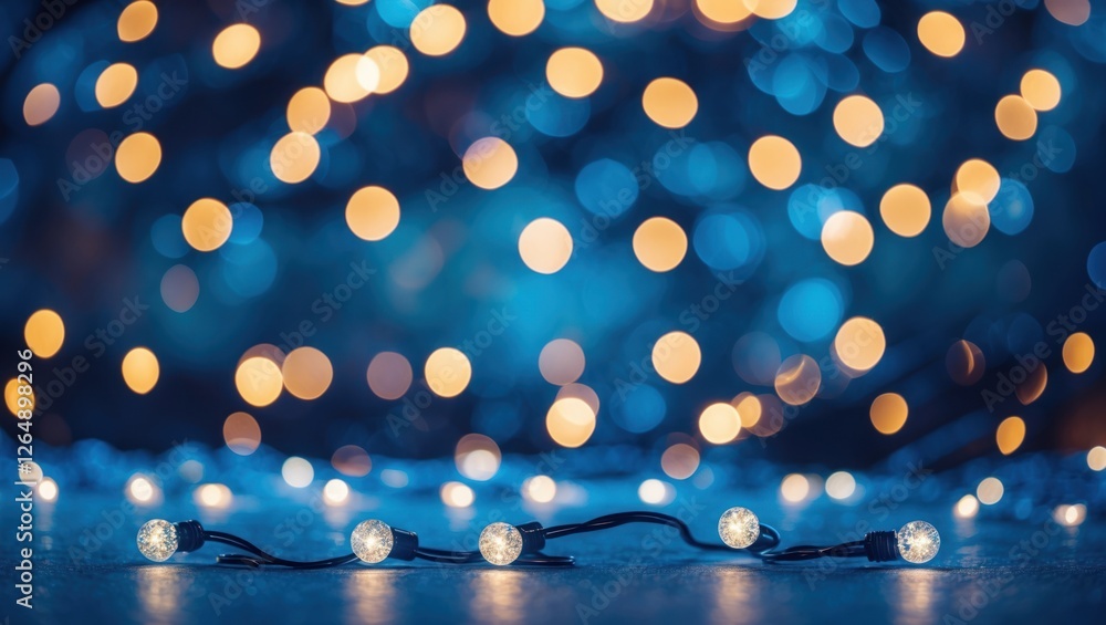Aufkleber Decorative string lights with blurred bokeh background in warm and cool colors suitable for festive or seasonal themes Copy Space