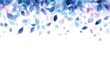 Soft Watercolor Floral Border, Romantic Scattered Petals Background, Elegant Spring Design Element