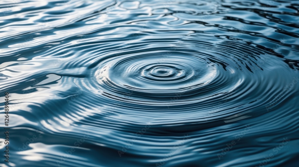 Poster close-up of water surface with ripples and reflections in shades of blue, creating a calming abstrac