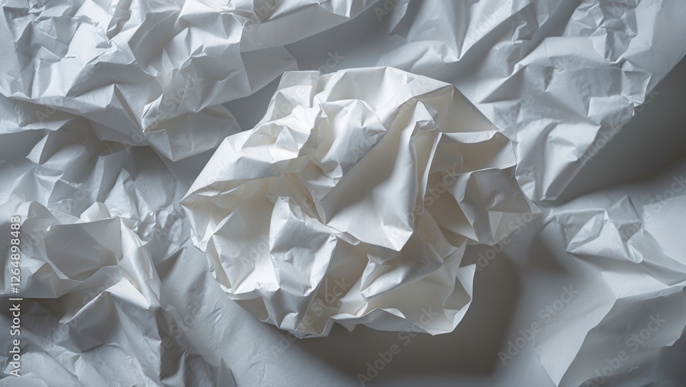 Poster crumpled white paper texture background with plenty of copy space for design or artistic purposes