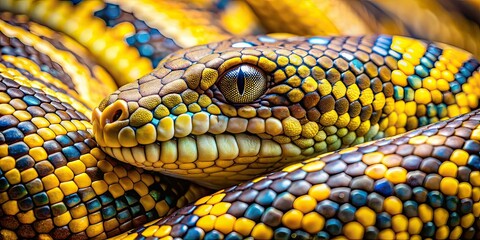 Obraz premium Diamond Python Snake Scales Macro Close-up - Morelia spilota