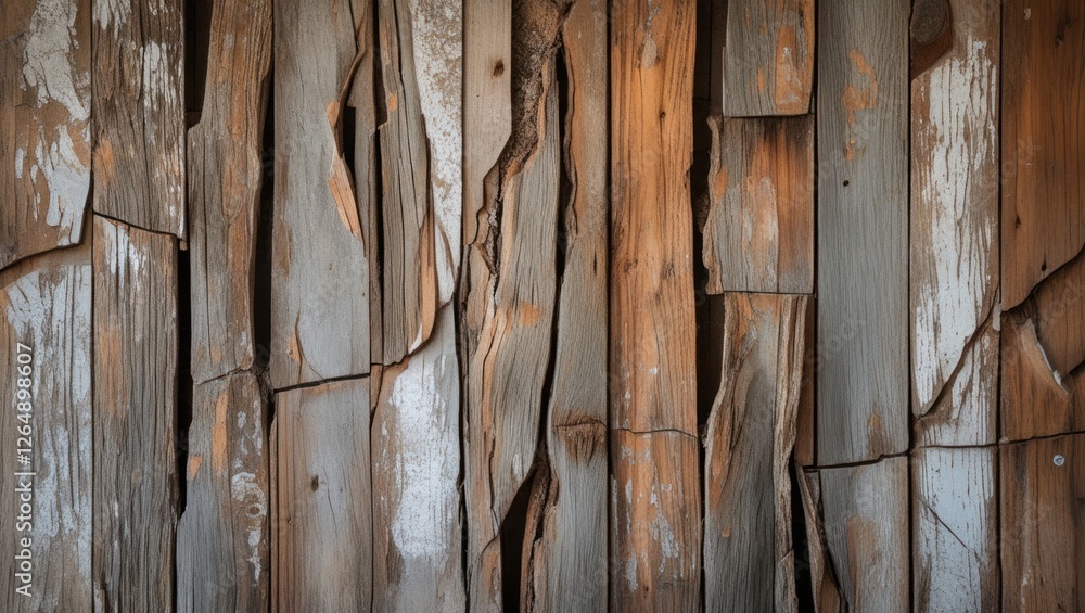 Aufkleber weathered wooden planks in various shades of brown and gray with visible cracks and textures suitabl