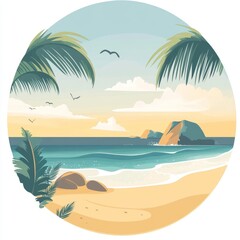 Obraz premium Tropical Beach Sunset Paradise - Serene Island Escape