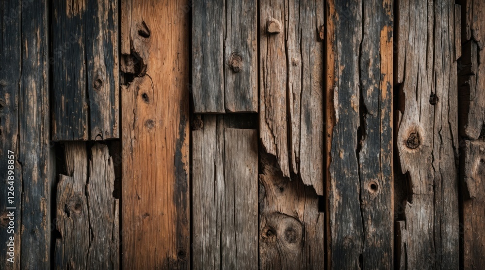 Poster Textured weathered wooden planks with intricate patterns and imperfections suitable for backgrounds or as design elements