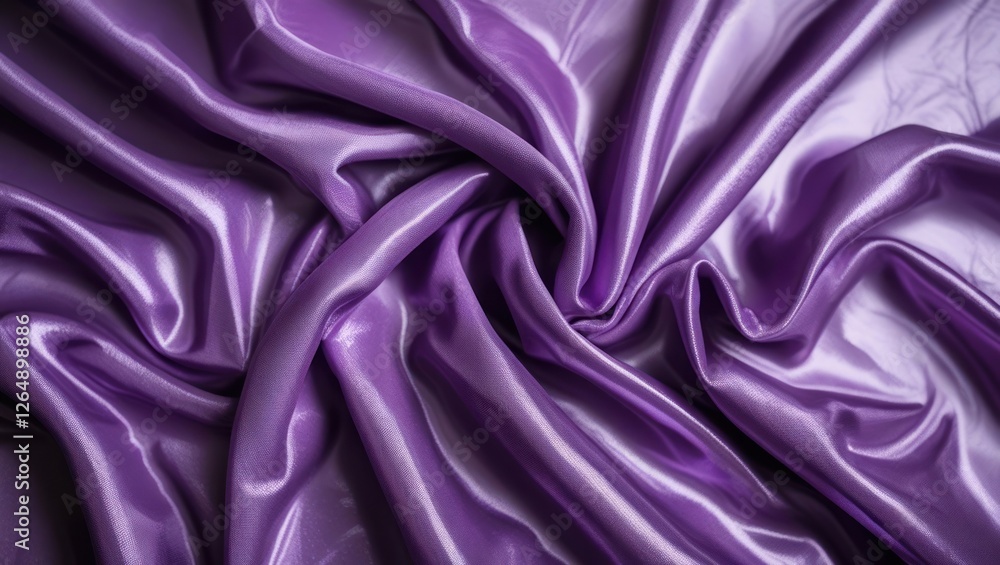 Poster Purple satin fabric texture with smooth folds and draping pattern suitable for backgrounds or textile designs Copy Space