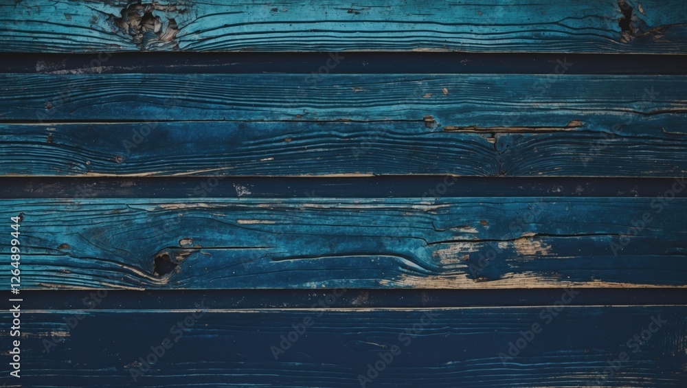 Aufkleber Blue wooden planks with weathered texture and visible grain patterns suitable for backgrounds or design elements Copy Space