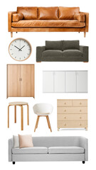 Home interior png element set, transparent background