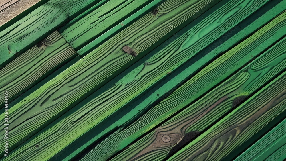Aufkleber green wooden planks background with textured grain patterns and copy space for text placement