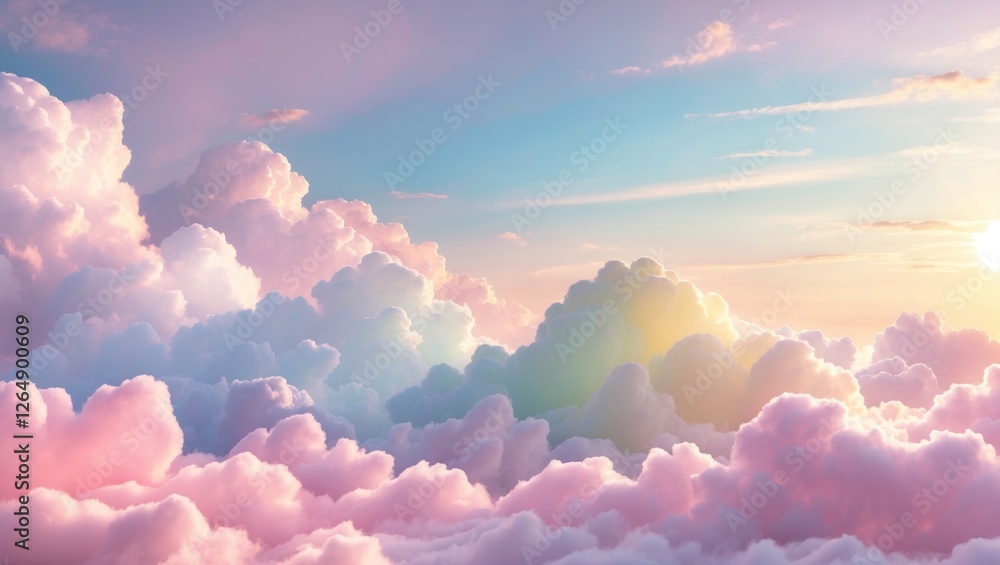 Poster colorful pastel clouds during sunset with soft light and a dreamy atmosphere ideal for backgrounds a
