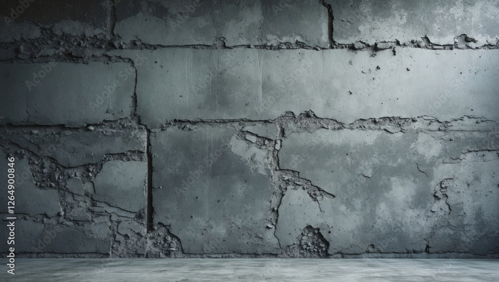 Poster gray concrete wall background with cracks and texture in industrial style suitable for design projec