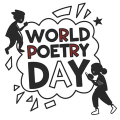 WORLD POETRY DAY silhouette vector illustration