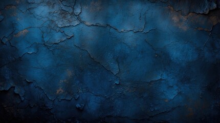 Naklejka premium Textured blue wall background with cracks and dark tones ideal for design projects with Copy Space.