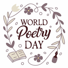 WORLD POETRY DAY silhouette vector illustration