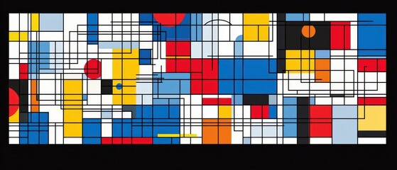 Fototapeta premium Abstract Geometric Artwork with Bold Primary Colors