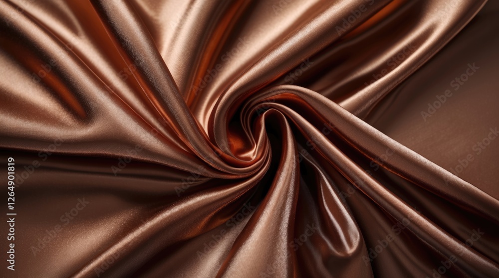 Aufkleber Brown silk fabric with smooth texture and elegant draping pattern suitable for background and textile design Copy Space