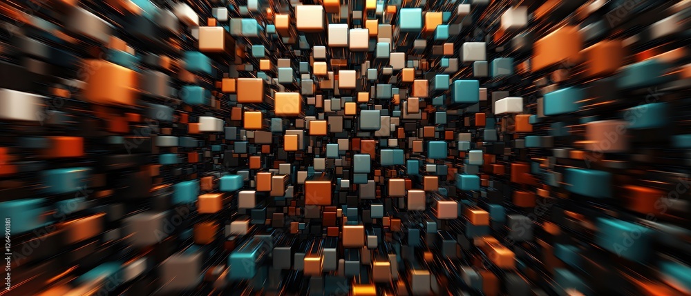 Poster Abstract 3D Background with Colorful Cubes in Motion Creating a Dynamic Visual Experience