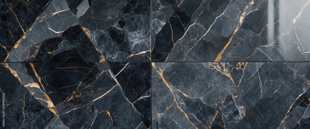 Aufkleber Dark marble texture surface with golden veins in a tiled pattern suitable for backgrounds and interiors Copy Space