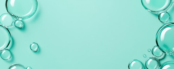 Clear Bubbles on Soft Mint Background, Minimalist Aesthetic, Perfect for Fresh Products and Clean Design